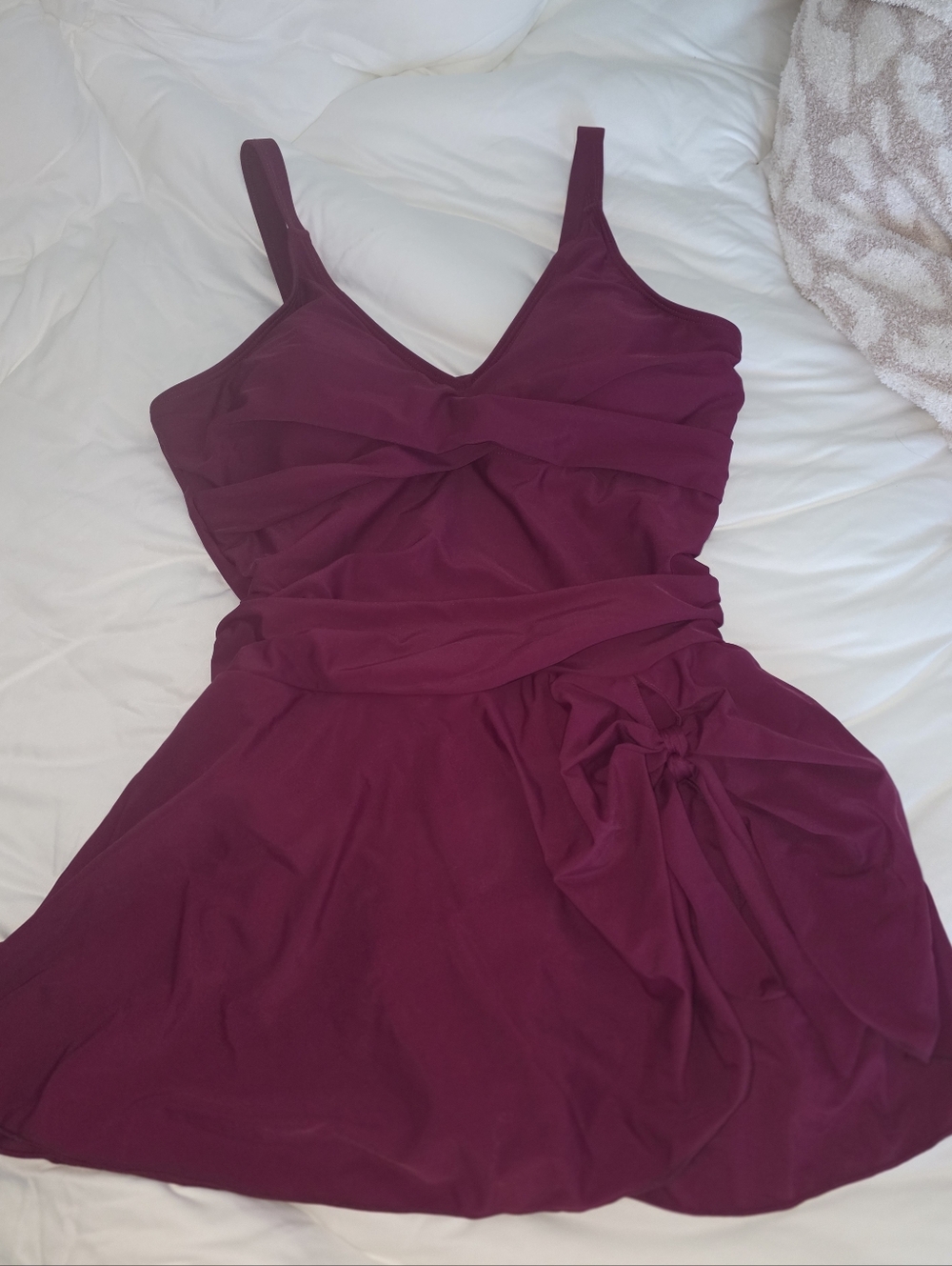 Swimdress Twist-Front Women's Swimsuit in Deep Berry